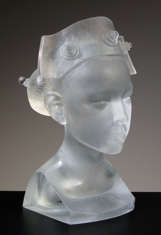 Buste de jeune femme, Sculpture de Mauro Corda réf. 050525. épreuve 1/8. 05/2005 dimensions 24x16x39 cm