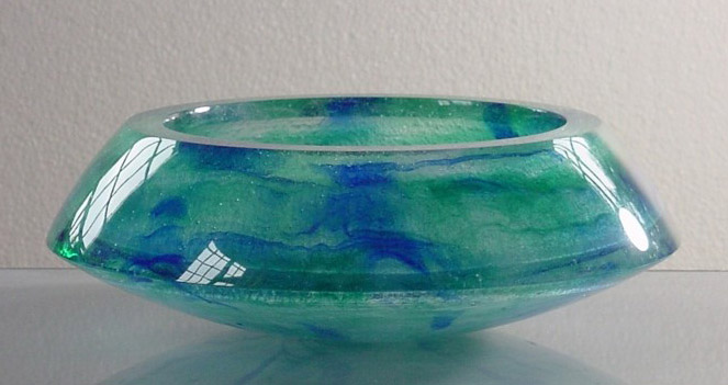 Coupe bleu vert, réf. 13/01. épreuve 1/1. 09/2001 dimensions 27x27x10 cm
